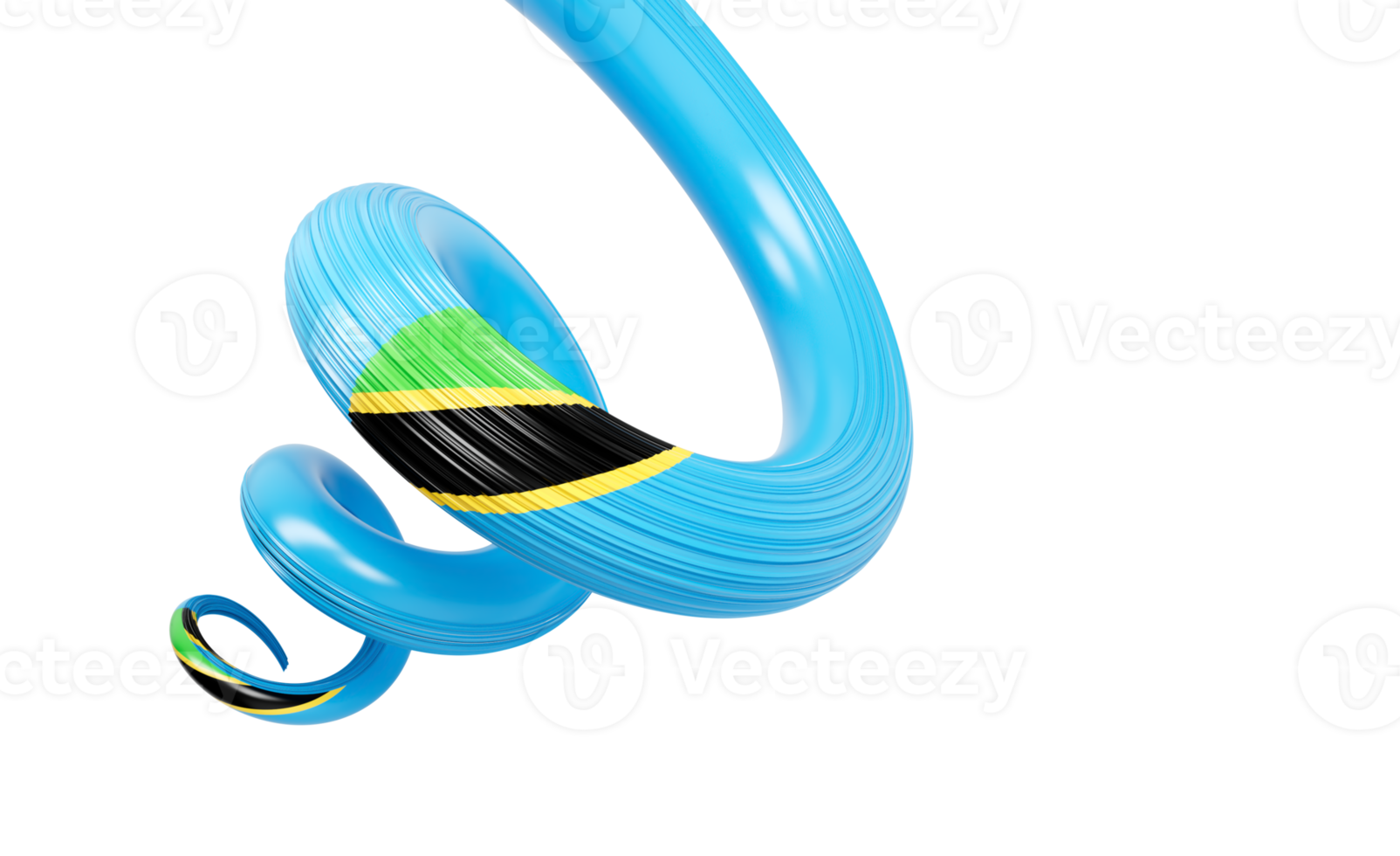 3d Flag Of Tanzania 3d Spiral Glossy Ribbon Flag 3d Illustration png