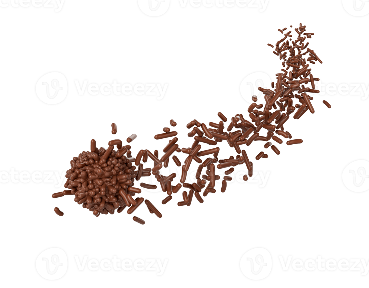 Chocolate Sprinkles Coming In The Air And Stops On Brigadeiro Brazilian Dessert Ball 3D Illustration png