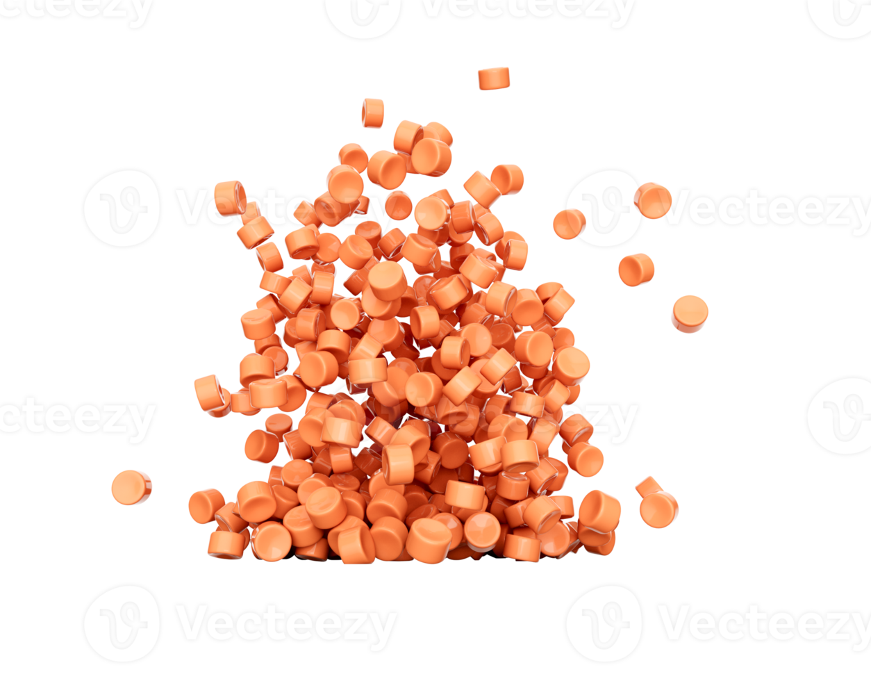 3d Orange Plastic Pellets Or PVC Polymer Beads Falling 3d Illustration png