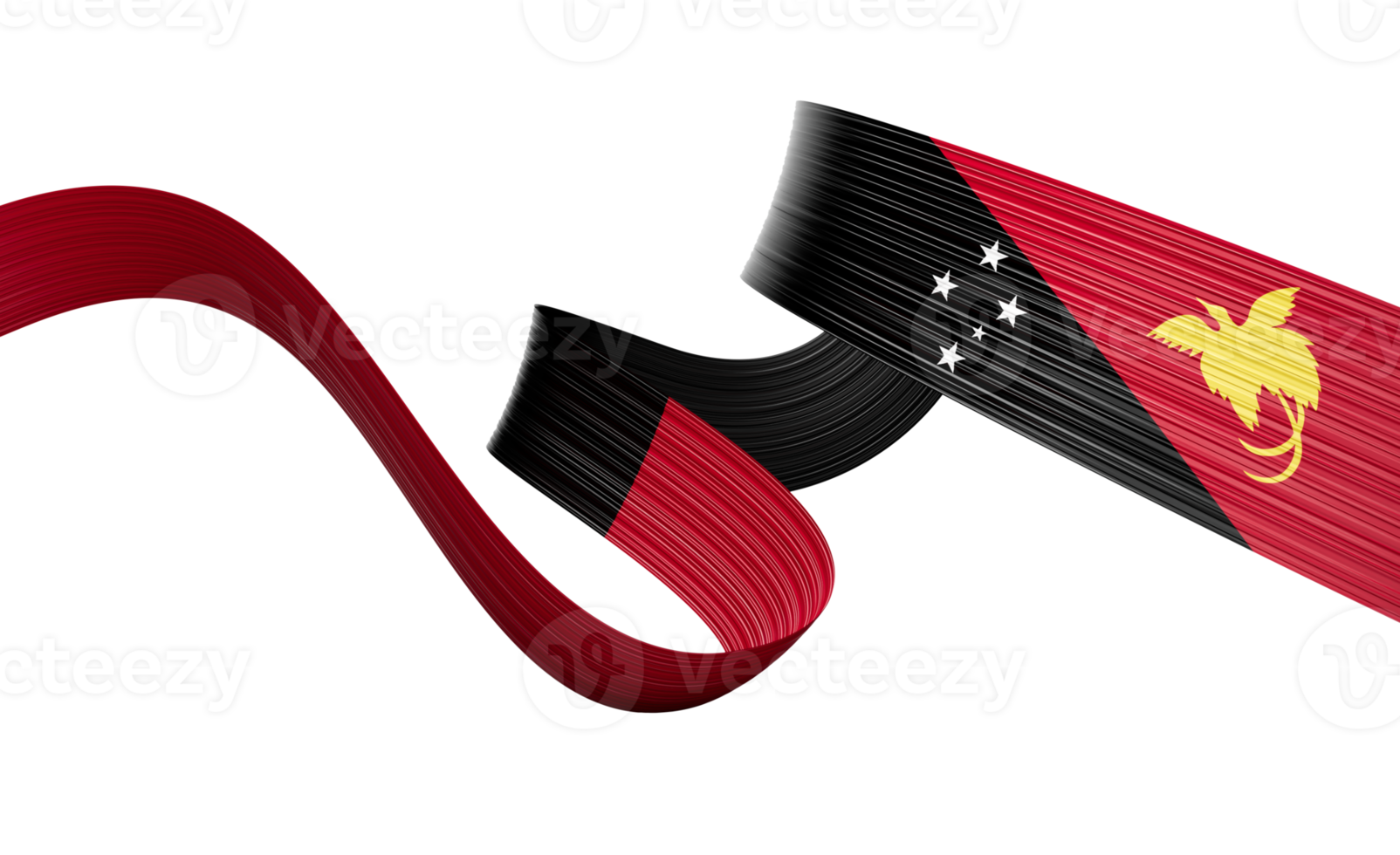 3d Flag Of Papua New Guinea 3d Shiny Waving Ribbon Flag 3d Illustration png