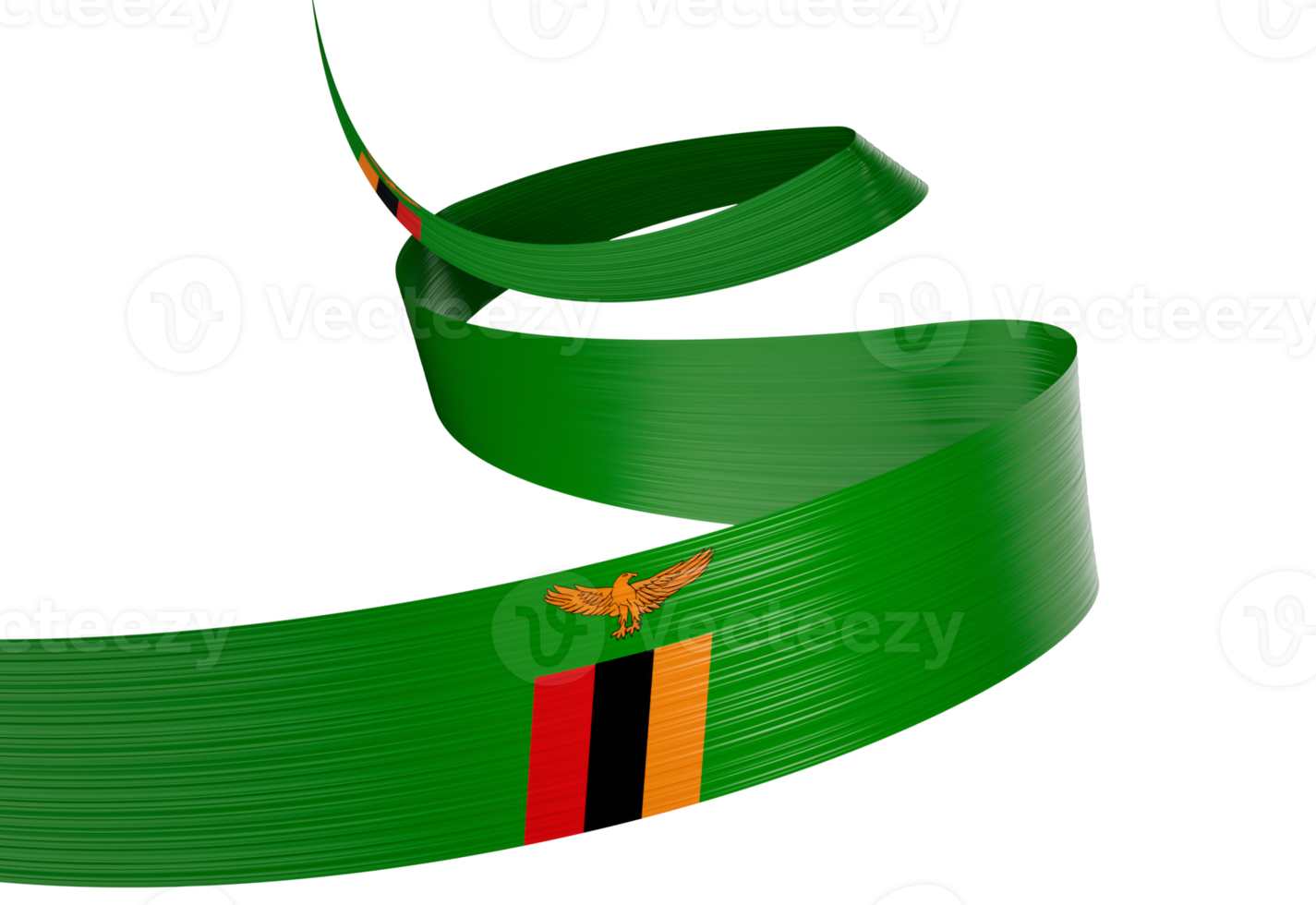 3d Flag Of Zambia 3d Wavy Shiny Zambia Ribbon Flag 3d Illustration png