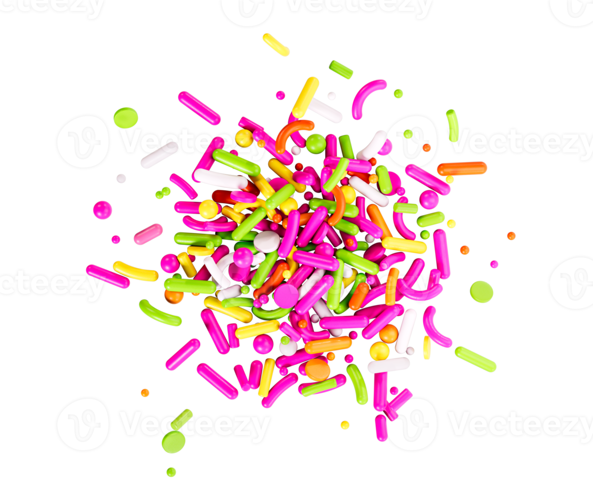 3d Colorful Sugar Sprinkles, Decoration For Cake And Bakery, 3d illustration png