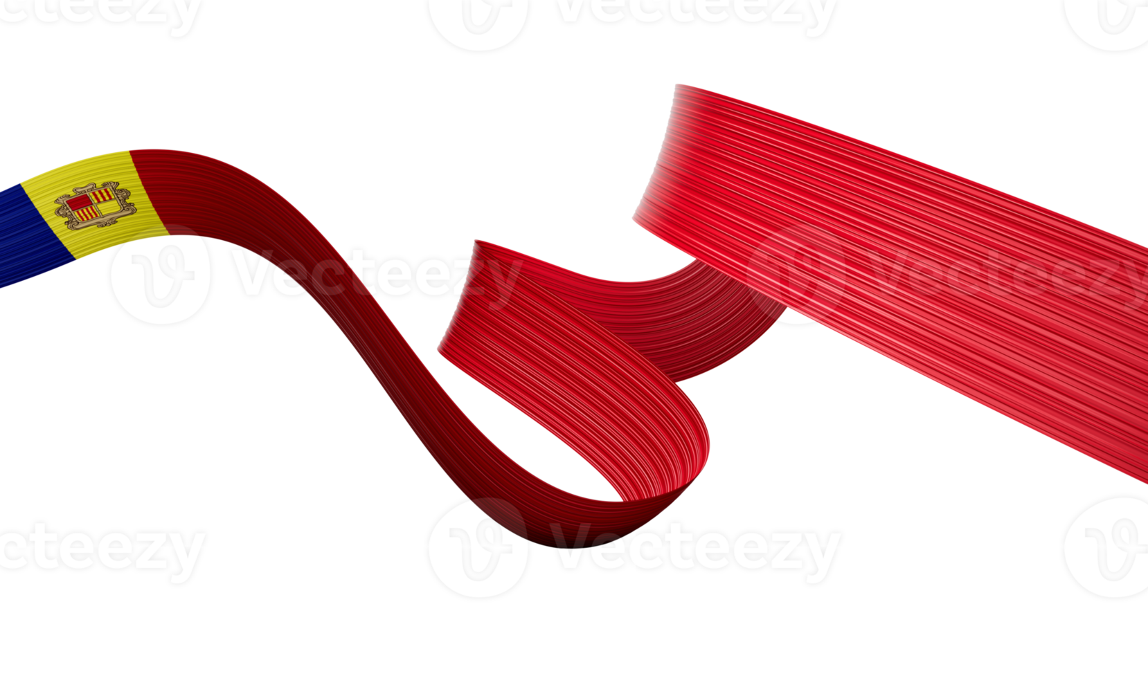 3d Flag Of Andorra Shiny Wavy Awareness Ribbon flag 3d Illustration png