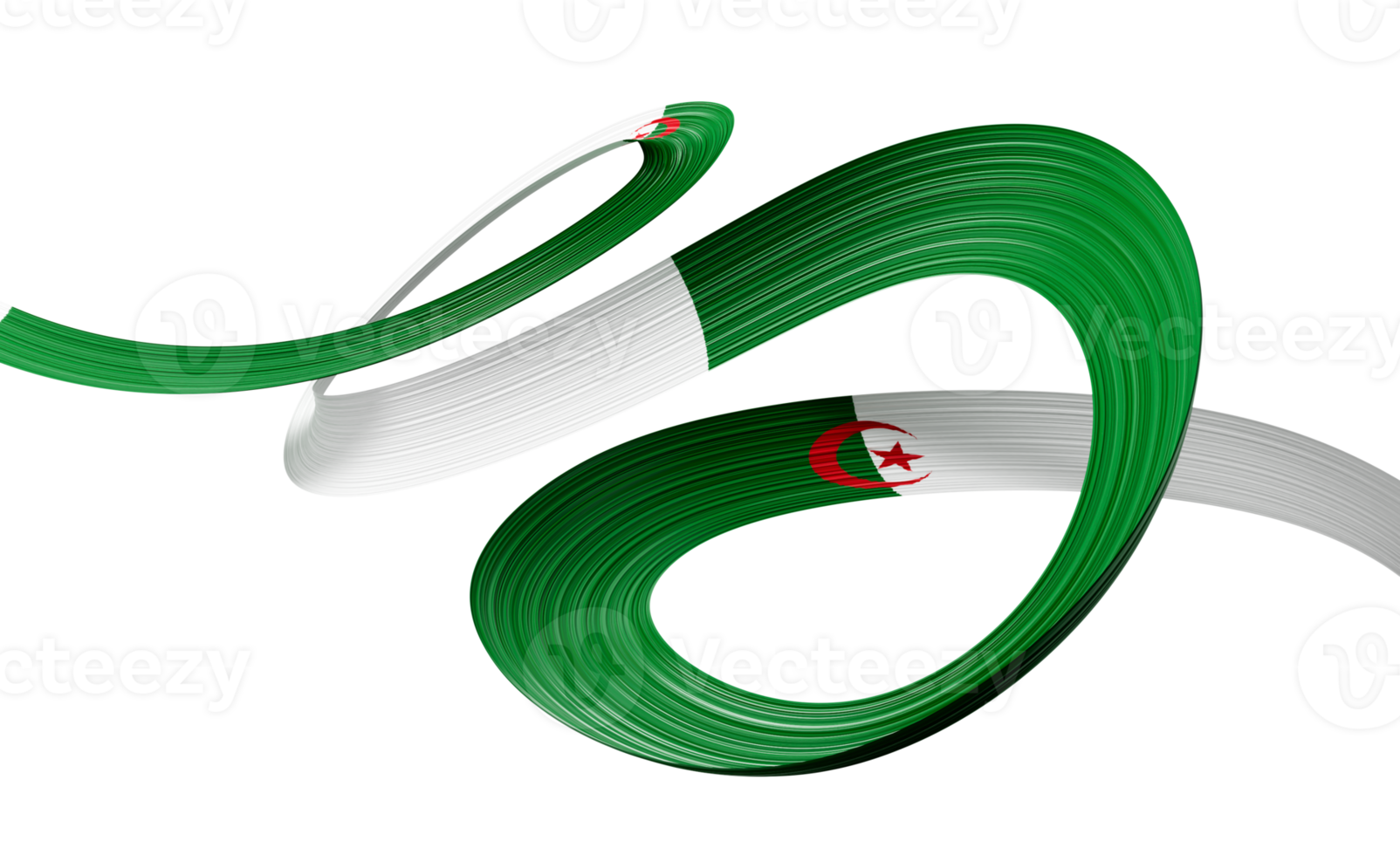 3d Flag Of Algeria 3d Shiny Waving Ribbon Flag 3d Illustration png