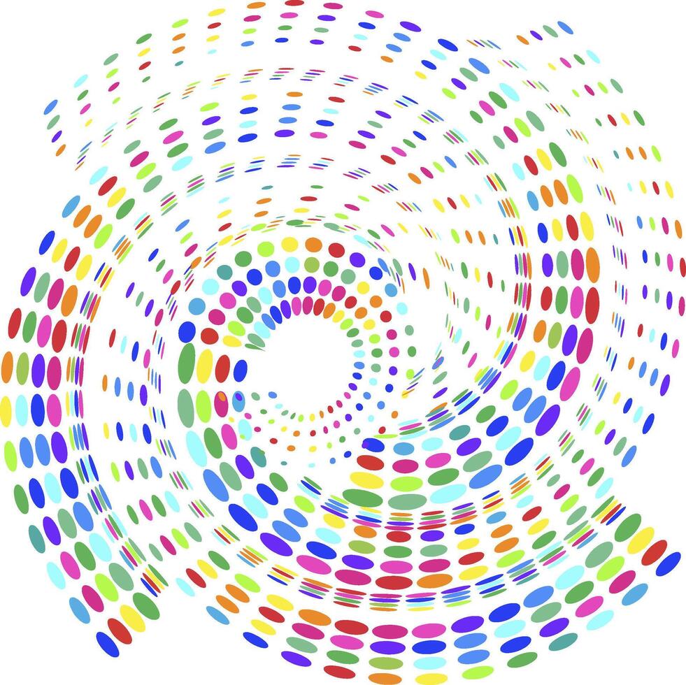 gradient swirling spiral of various colored dots, speed concept vector