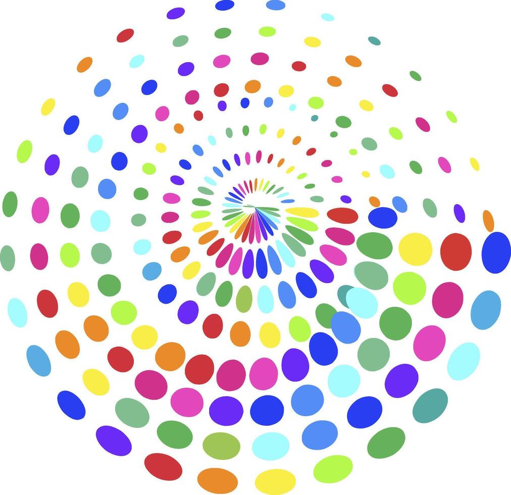 gradient swirling spiral of various colored dots, speed concept vector