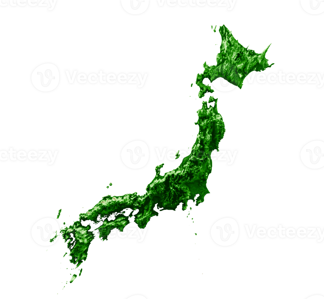 Japan Topographic Map 3d realistic map Color 3d illustration png