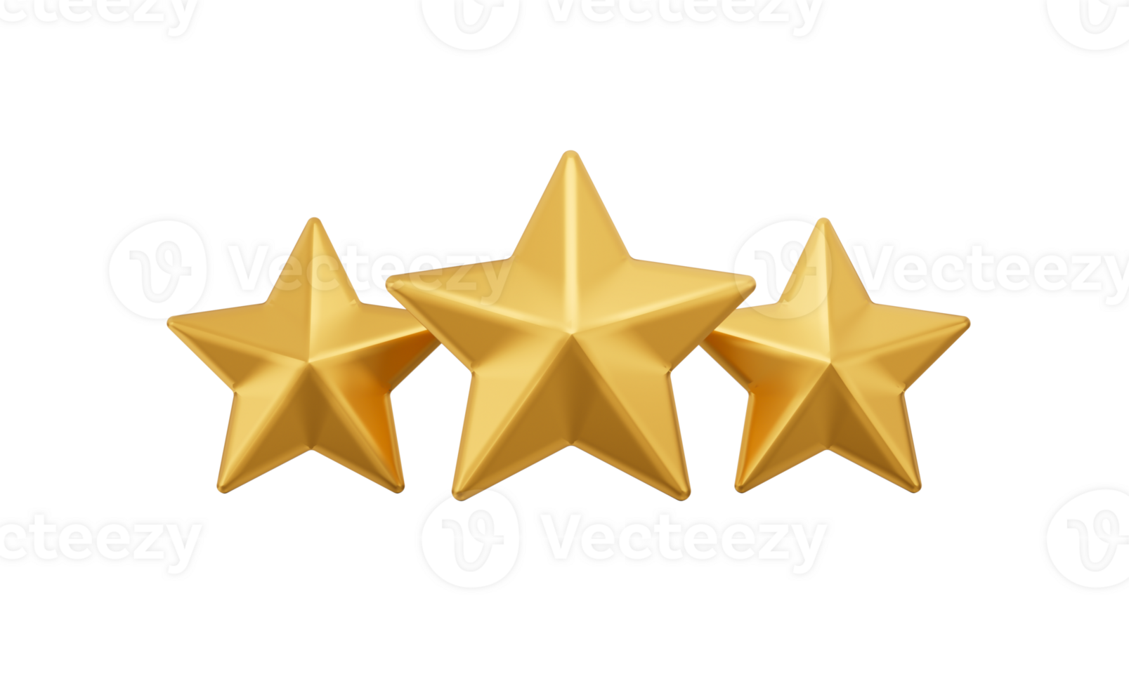 3d Three Golden Shiny Rating Stars Symbols , 3d illustration png