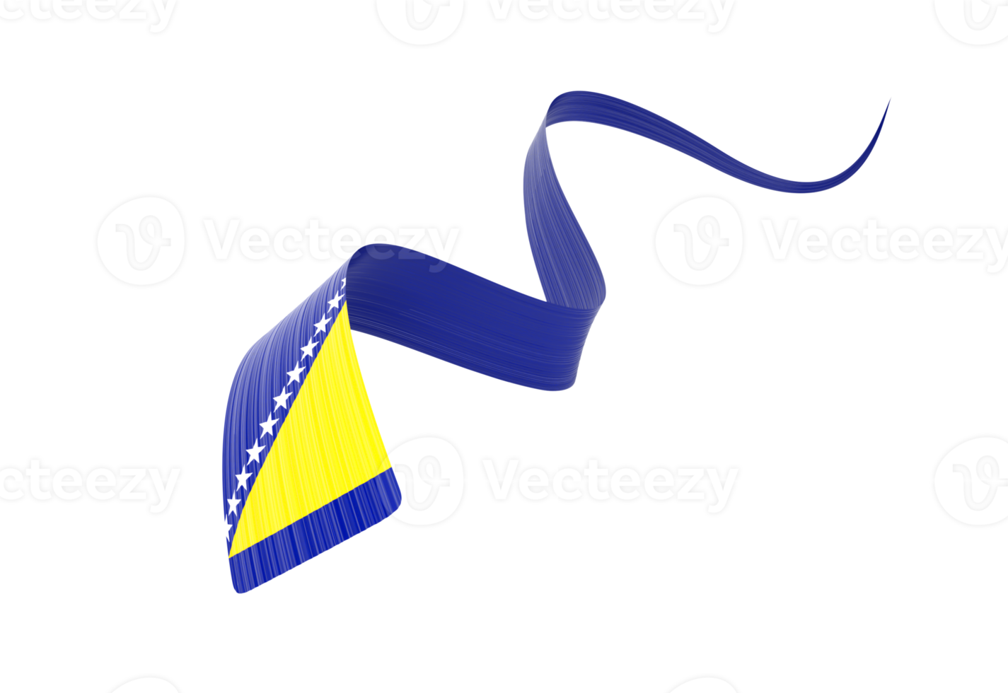 3d bandera de bosnia y herzegovina 3d ondulado brillante cinta bandera 3d ilustración png