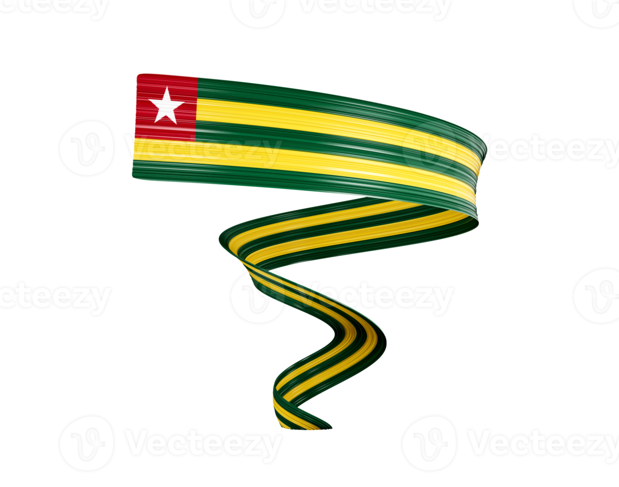 3d Flag Of Togo 3d Shiny Waving Togo Ribbon Flag 3d Illustration png