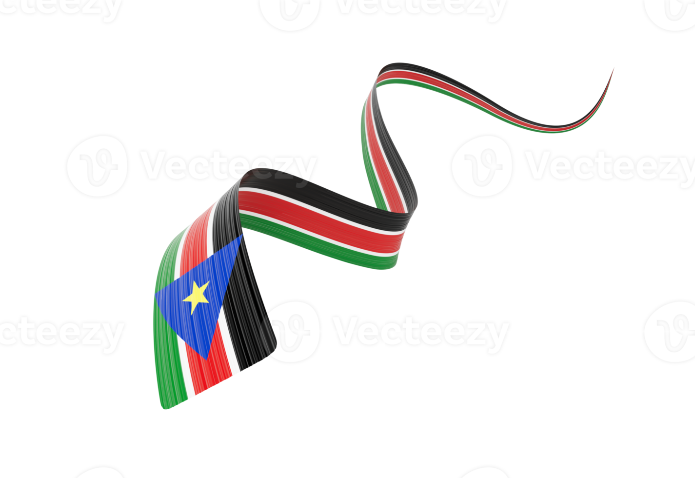 3d Flag Of South Sudan 3d Wavy Shiny South Sudan Ribbon Flag 3d Illustration png