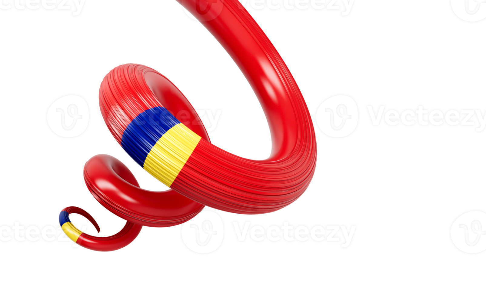 Flag of Romania Spiral Glossy Ribbon Flag 3d Illustration png