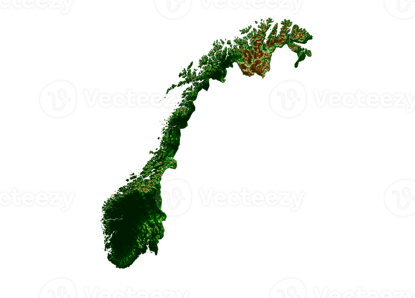 Norway Topographic Map 3d realistic map Color 3d illustration png