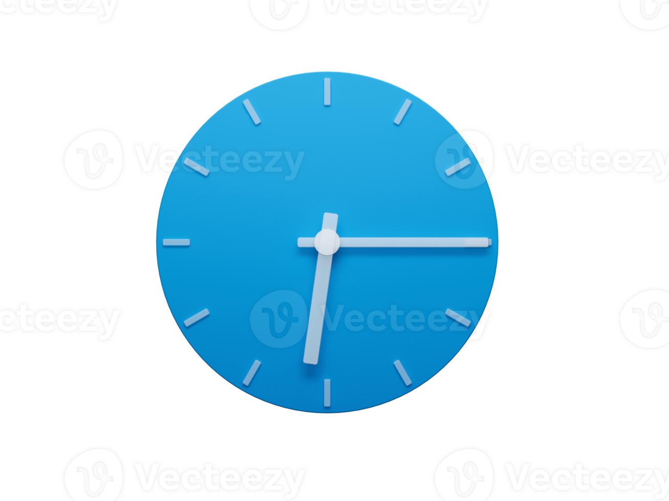 Minimal Clock time Six Fifteen o'clock 3d illustration png