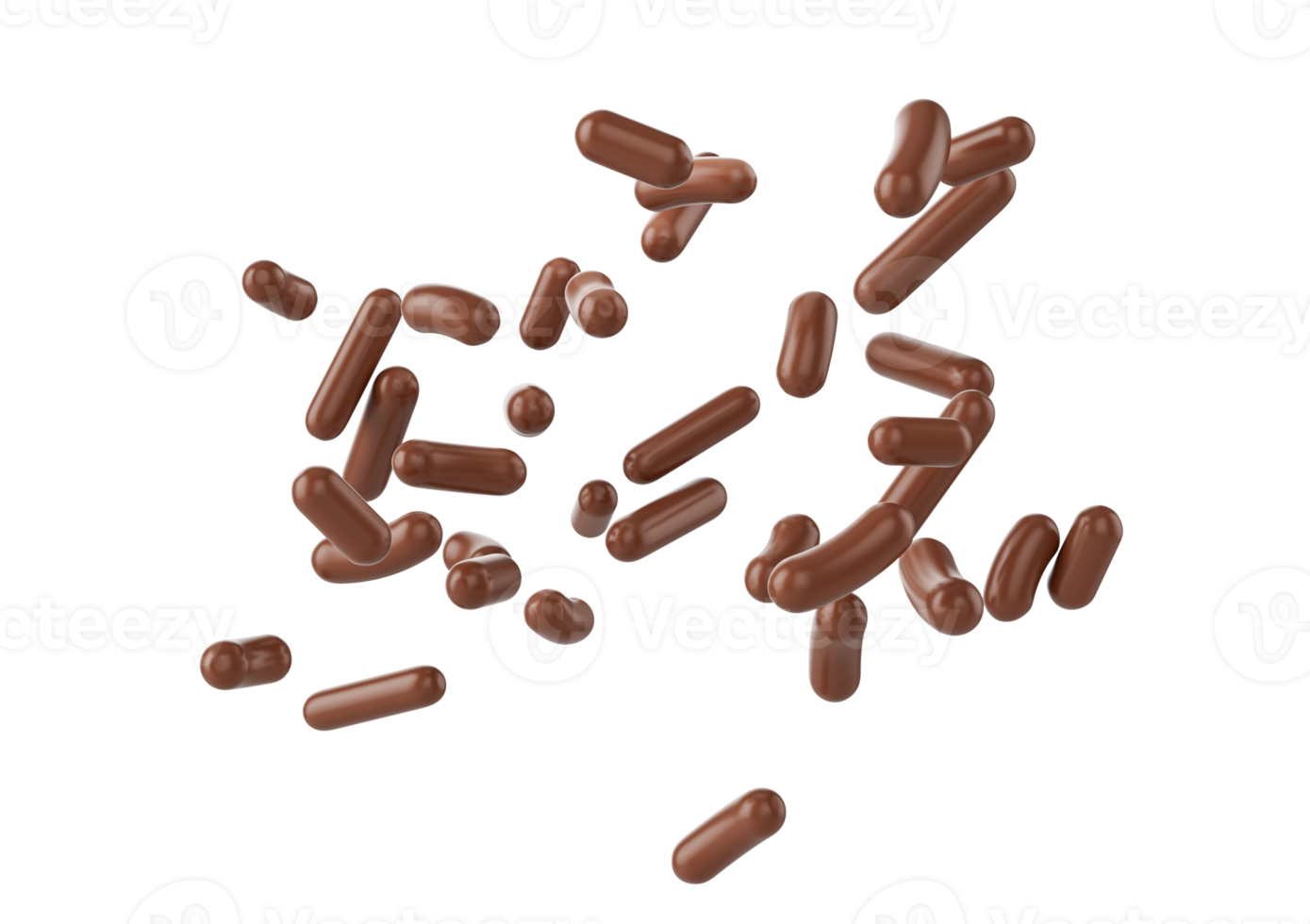Chocolate Sprinkles For Cakes, Ice Cream And Desserts Falling 3D Illustration png