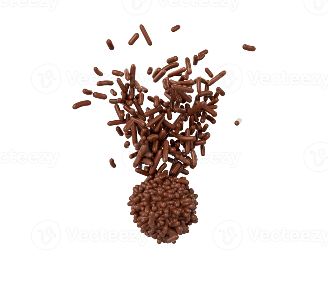 Spread Out Brigadeiro Brazilian Dessert Ball Made Of Chocolate Sprinkles or Meises 3D Illustration png