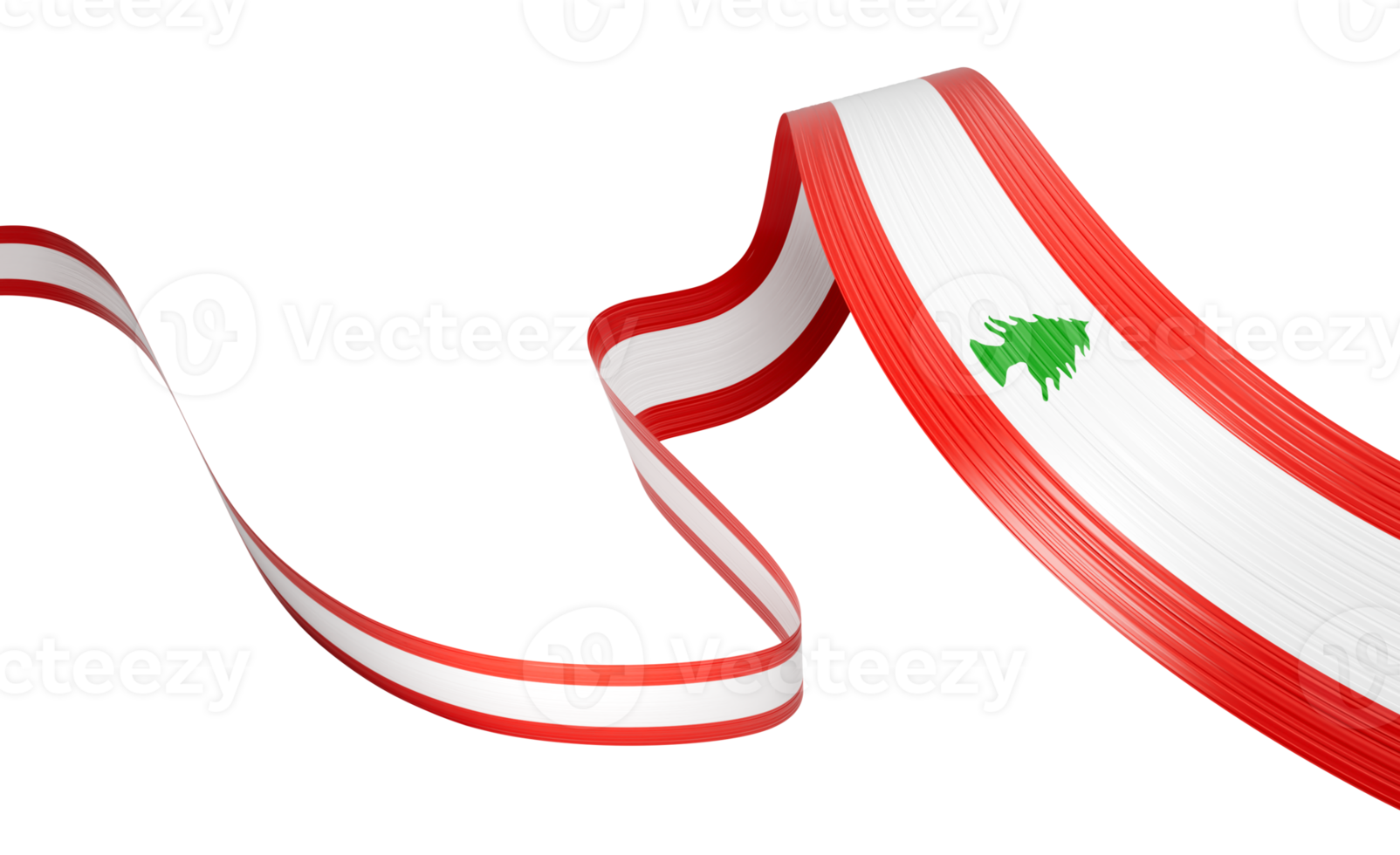 3d Flag Of Lebanon 3d Wavy Shiny Lebanon Ribbon Flag 3d Illustration png