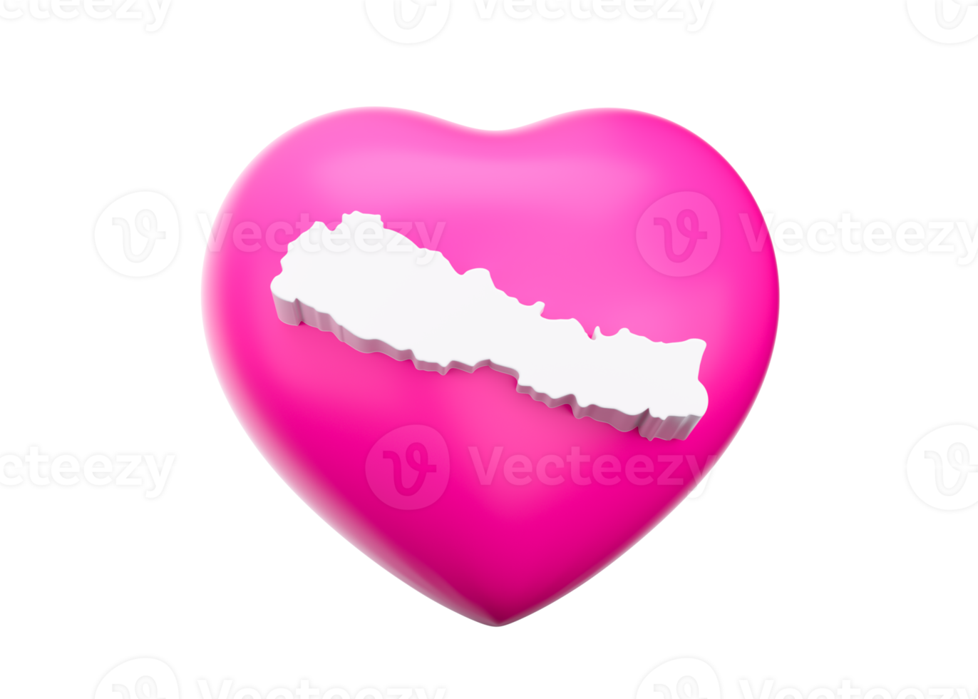 3d Pink Heart With 3d White Map Of Nepal 3d Illustration png