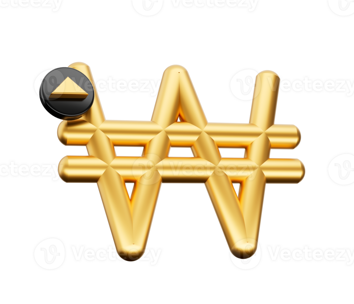 Currency icon, Korean won icon. South Korean Won symbol icon. 3d illustration icon png