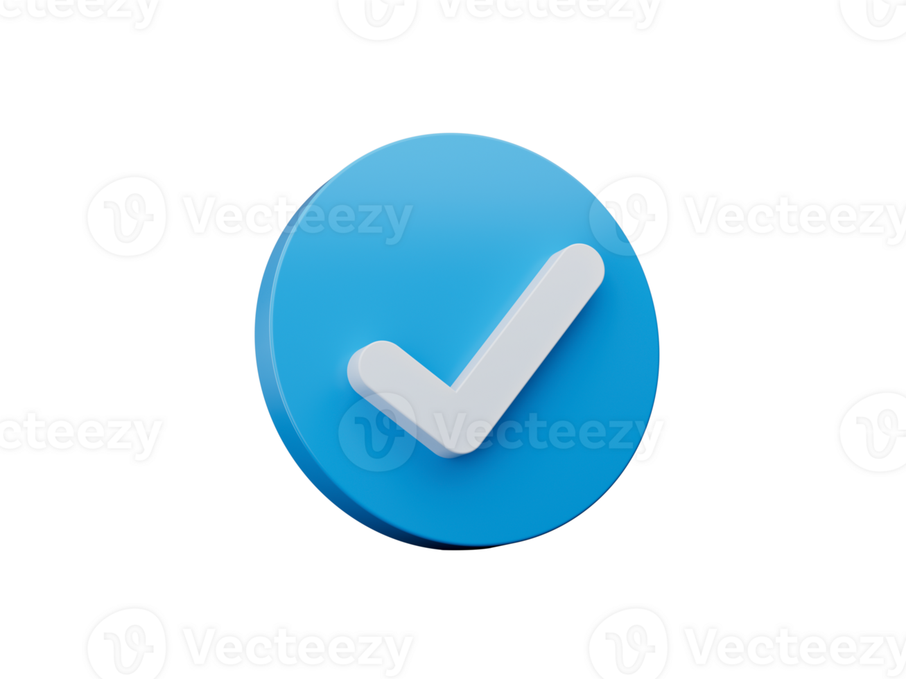 3d White Check Mark Symbol With Rounded Shiny Blue Icon 3d Illustration png