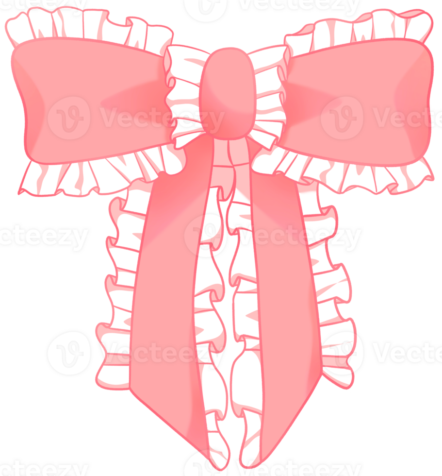 Red bow lolita in cartoon style hand drawn illustration png