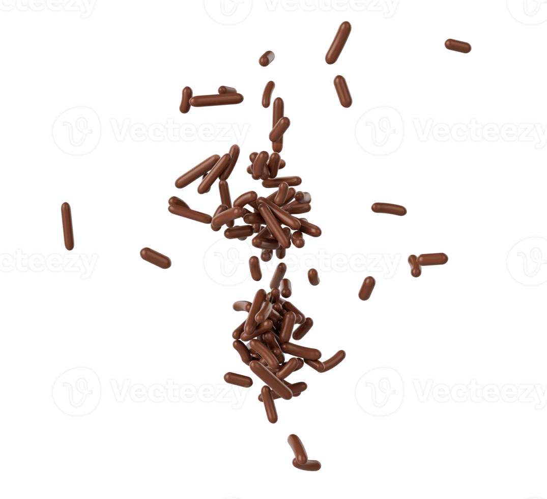 Chocolate Sprinkles For Cakes And Bakery Items Falling From Top 3D Illustration png