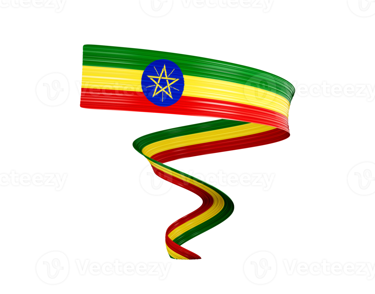 3d Flag Of Ethiopia 3d Shiny Waving Twisted Ribbon Flag 3d Illustration png