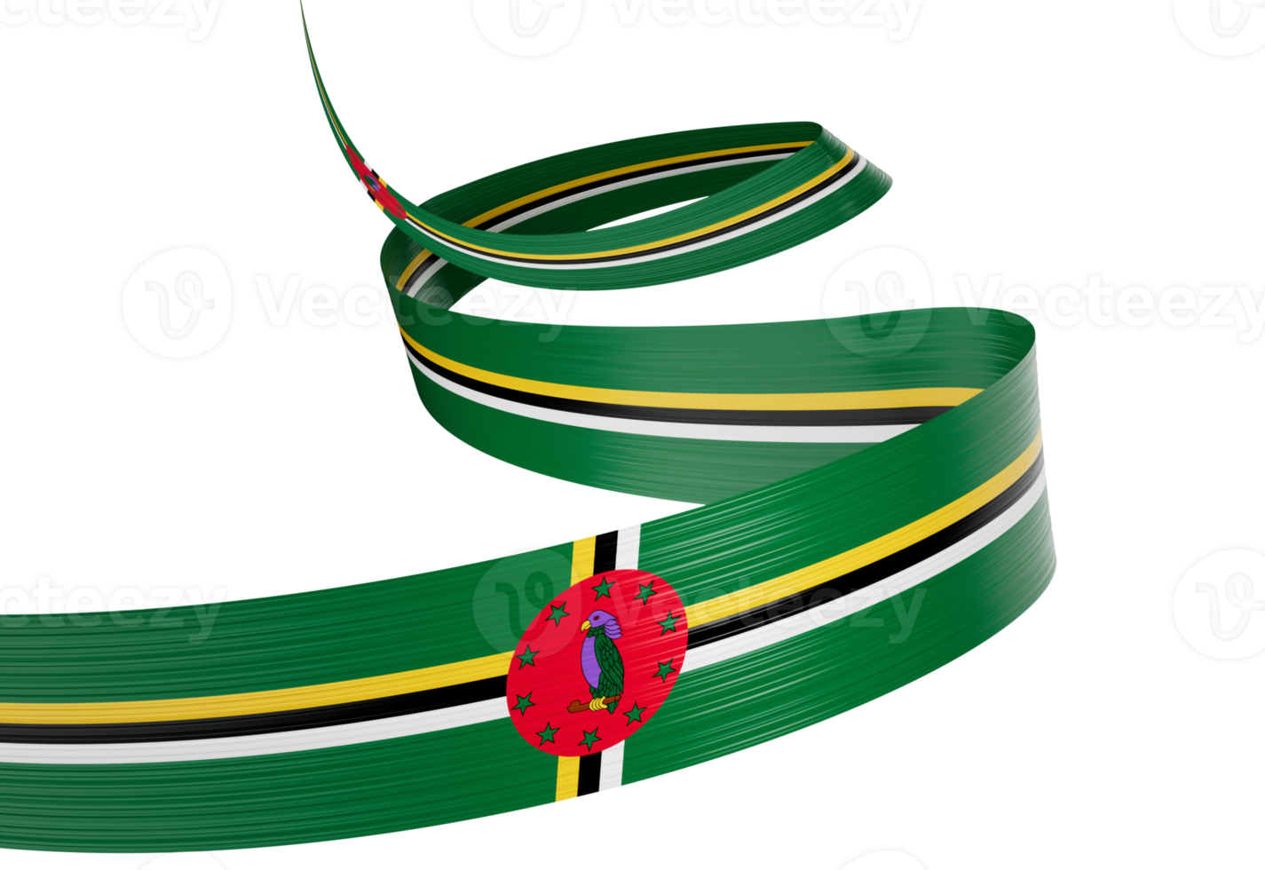 3d Flag Of Dominica 3d Shiny Waving Dominica Ribbon Flag 3d Illustration png
