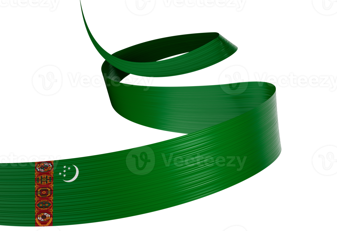 3d Flag Of Turkmenistan 3d Shiny Waving Ribbon Flag 3d Illustration png