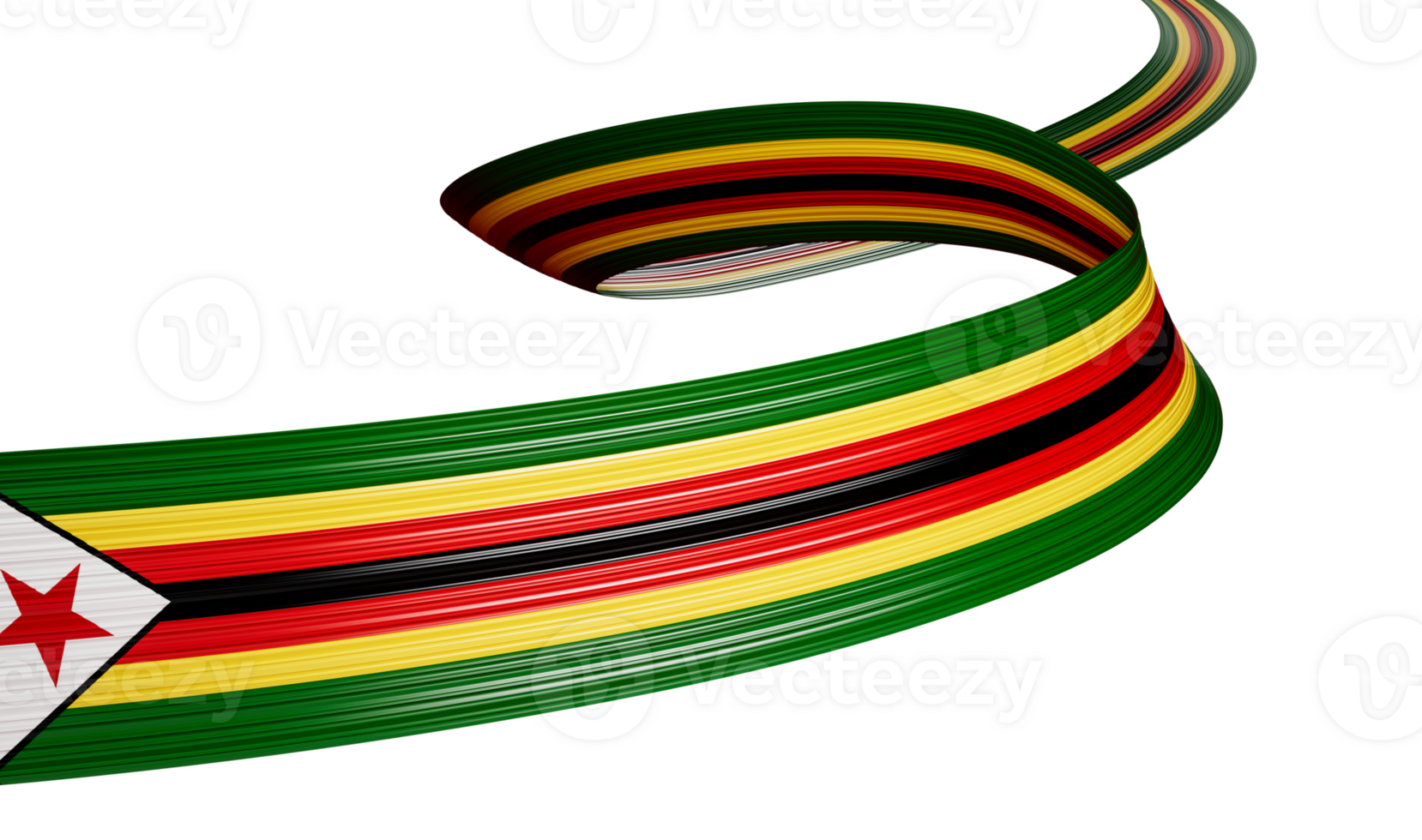 3d Flag Of Zimbabwe Country, 3d Wavy Shiny Ribbon Flag, 3d illustration png