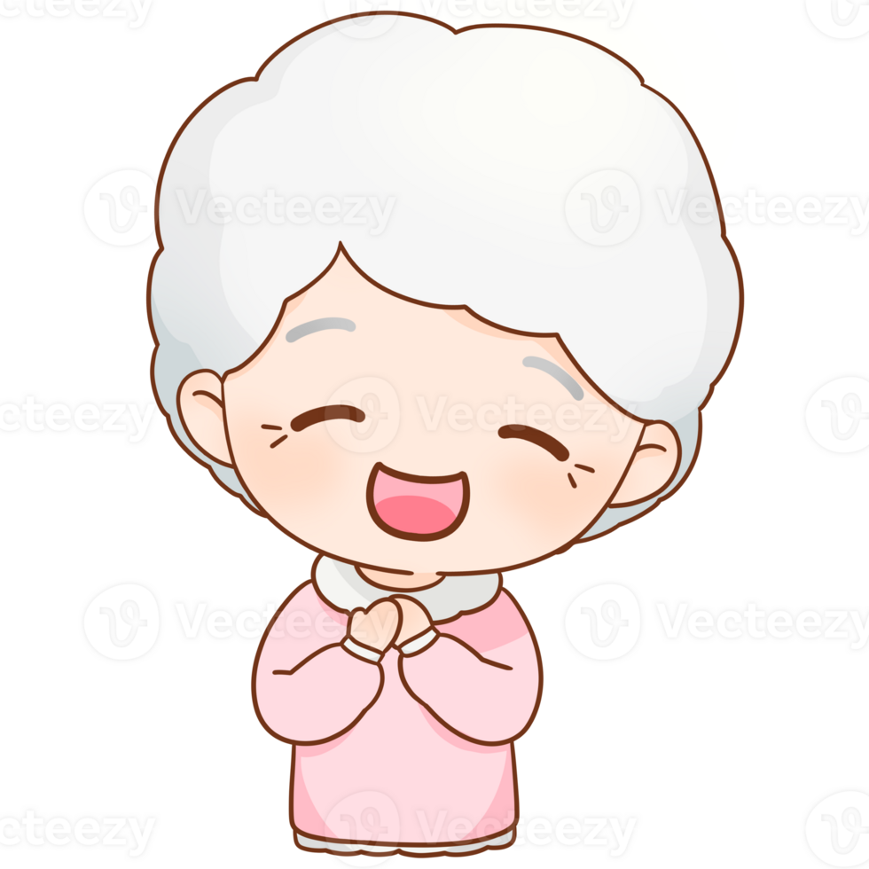 Senior older woman Thank you emotion and smiling face png