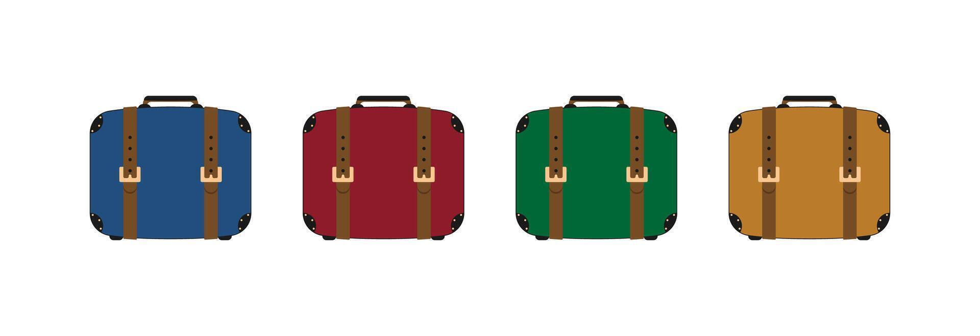 Retro suitcase for travel. vector