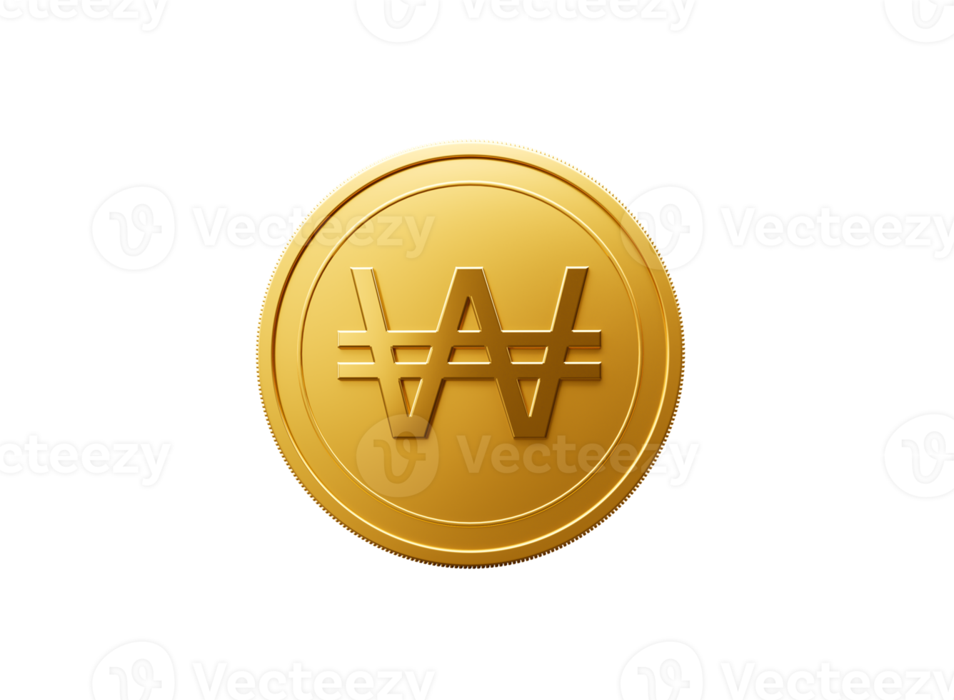 3d Golden Shiny Rounded Korean Won Coin 3d Illustration png