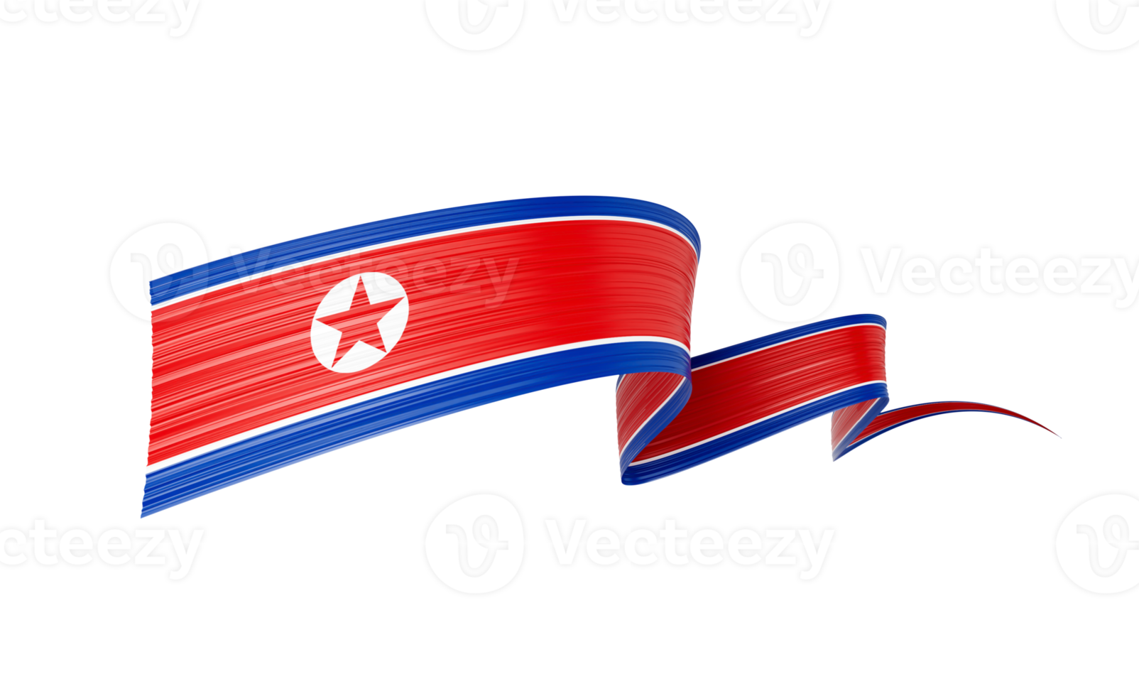 3d Flag Of North Korea Shiny Wavy Awareness Ribbon flag 3d Illustration png