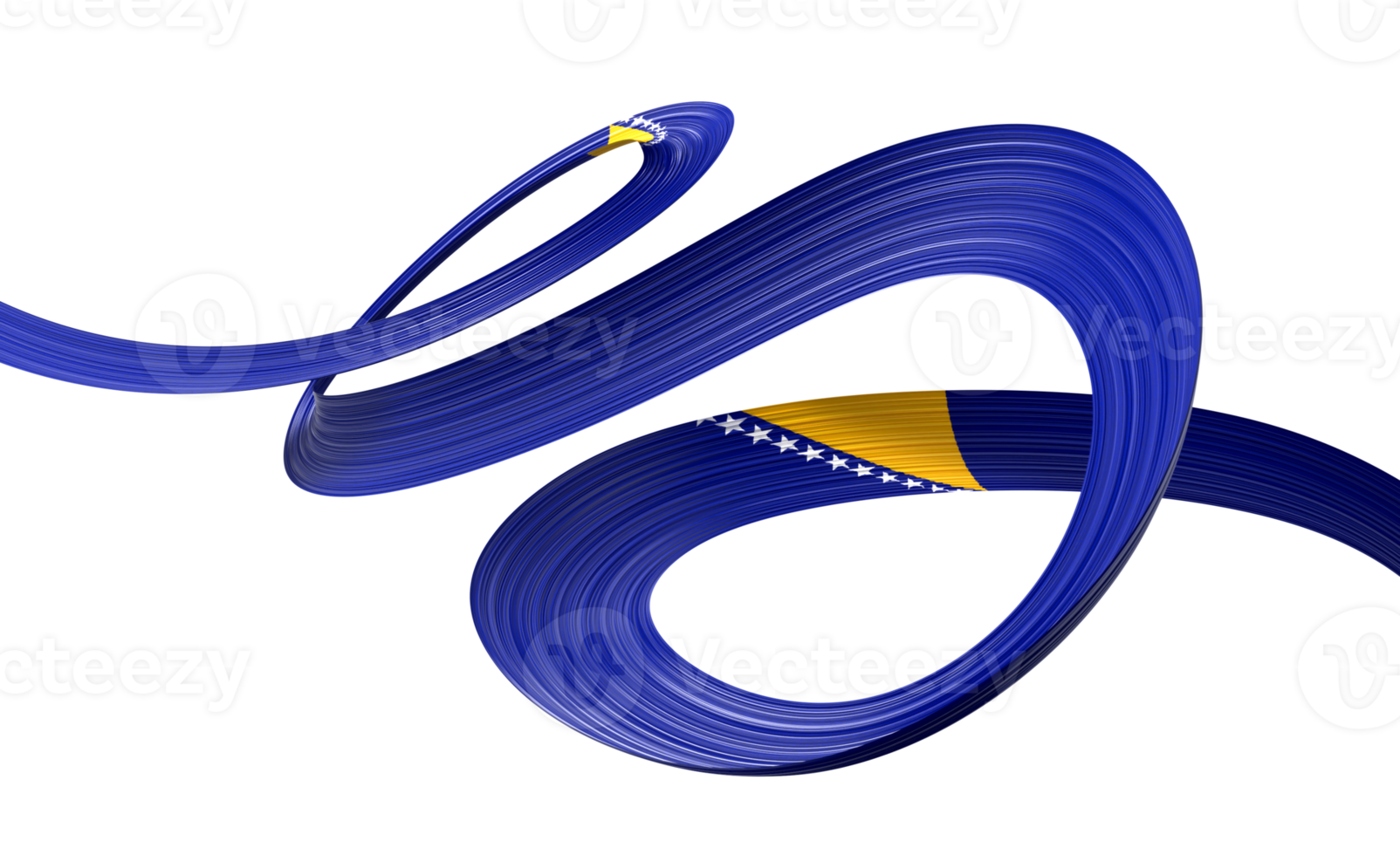3d Flag Of Bosnia And Herzegovina 3d Shiny Waving Ribbon Flag 3d Illustration png