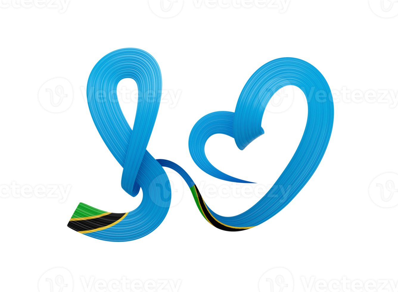 3d Flag Of Tanzania Heart Shape Wavy Awareness Ribbon Flag 3d Illustration png