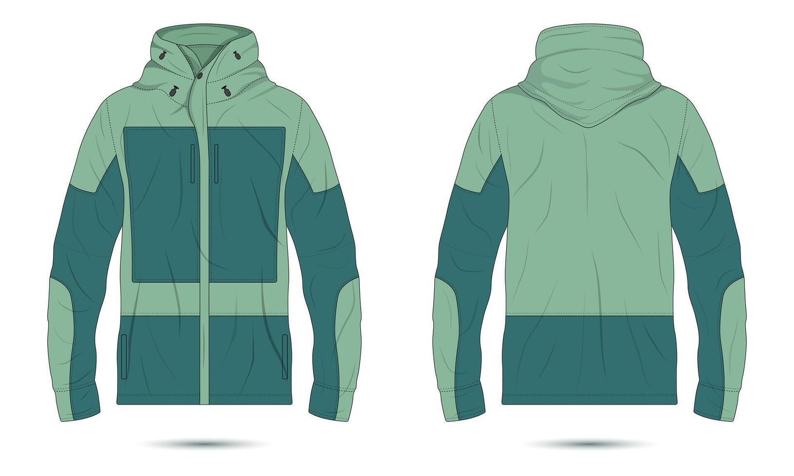 Outdoor casual jacket template front and back view vector
