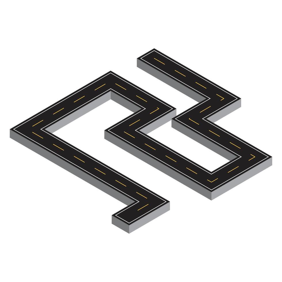 Illustration of winding asphalt road vector