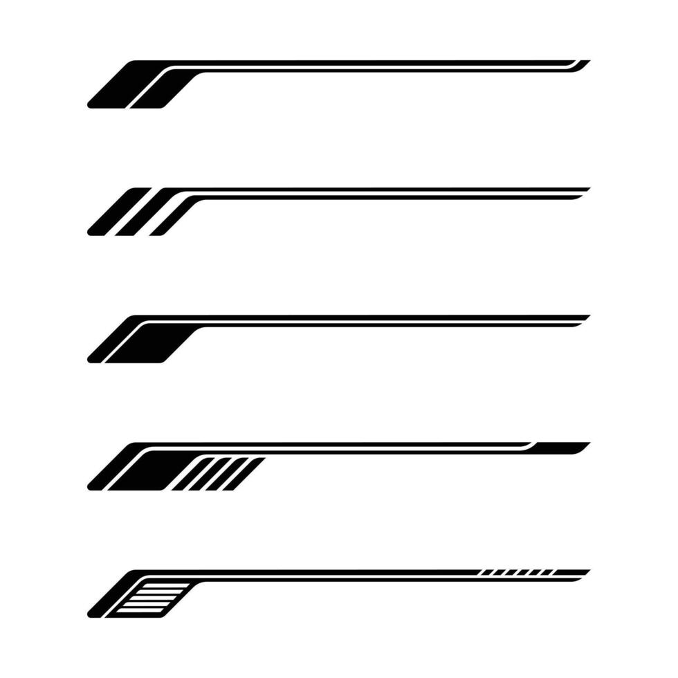 Set of racing geometry striped vehicle wrap decals vector