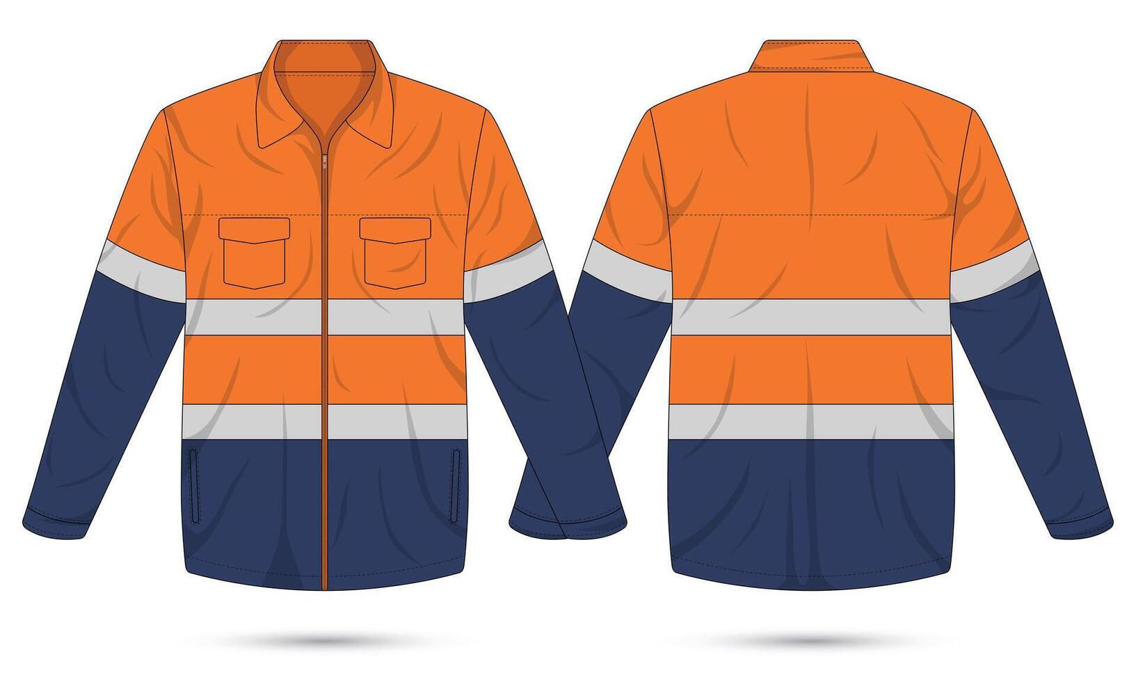 Hi-vis safety jacket template front and back view vector