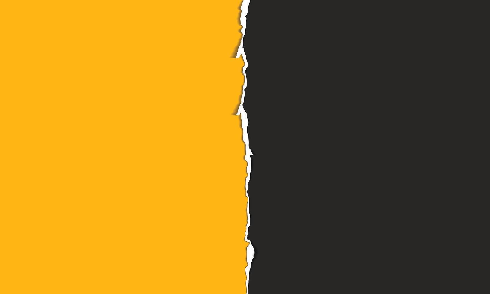 Black and yellow blank background with torn paper border vector