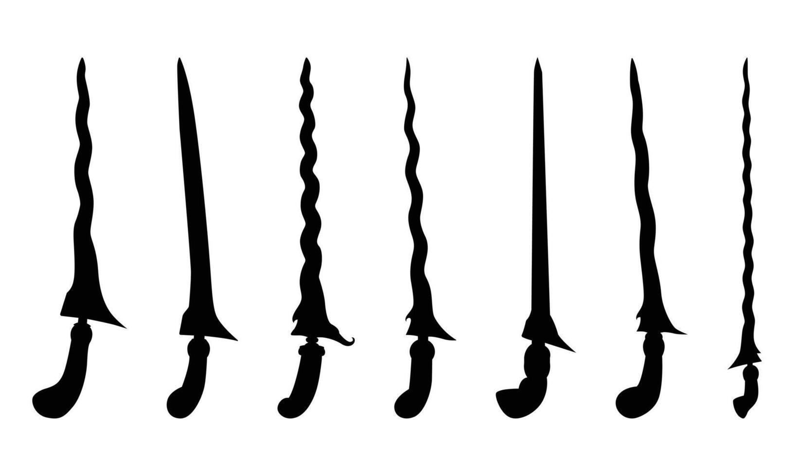 Collection of silhouettes traditional Keris weapons from Java vector