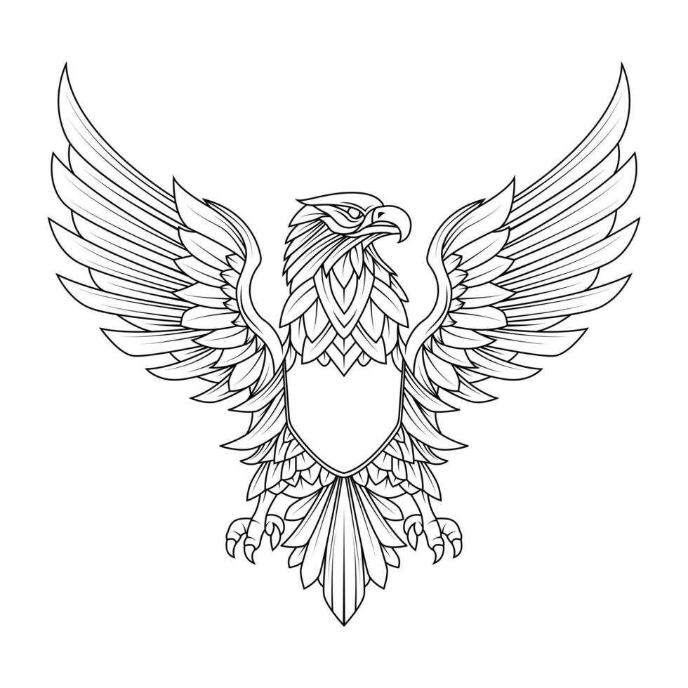 Abstract Eagle bird logo outline illustration vector