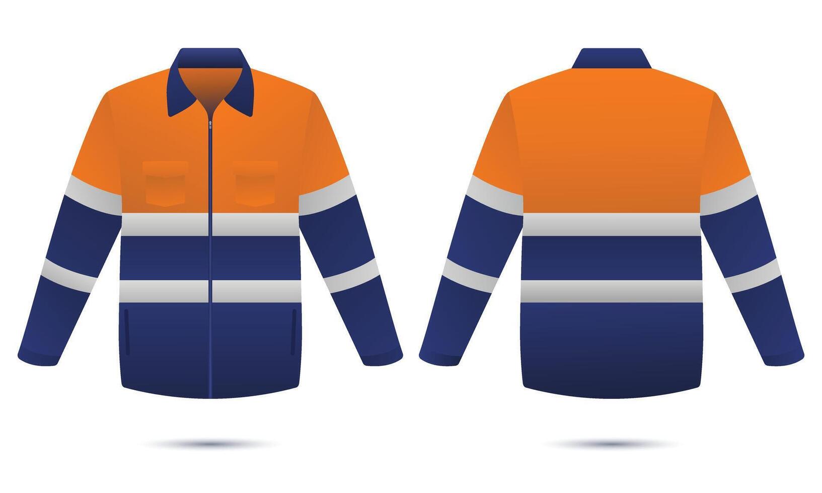Hi vis work safety clothing mockup front and back view vector