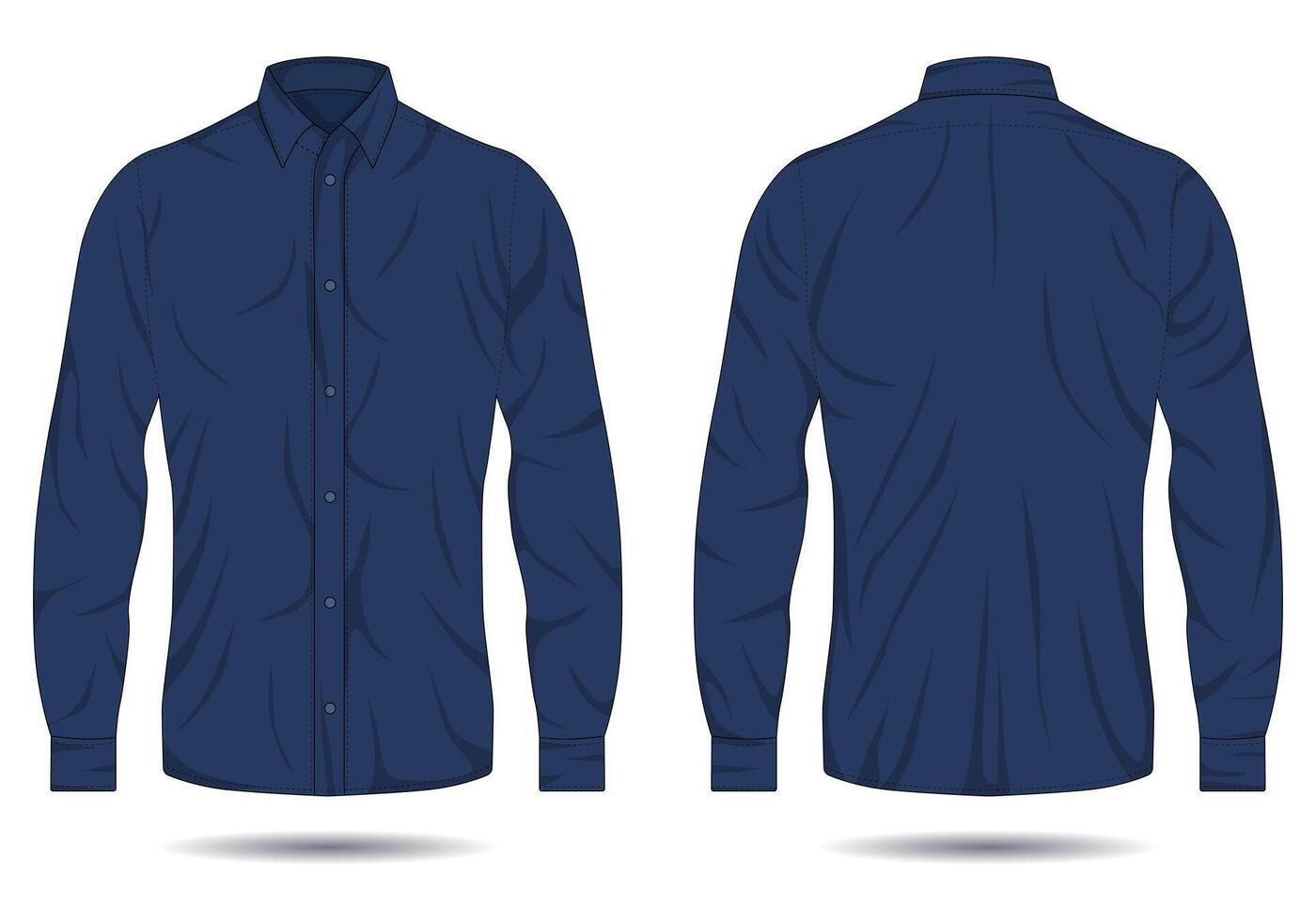 Formal button down shirt mockup front and back view vector