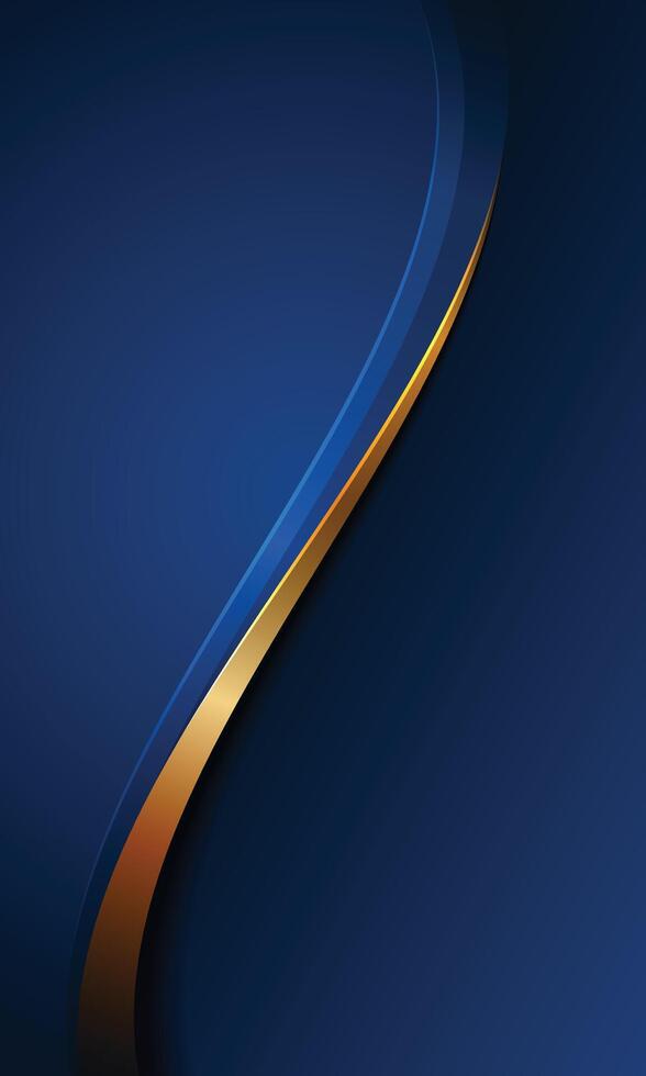 Elegant 3D blue gradient wallpaper with gold lines vector