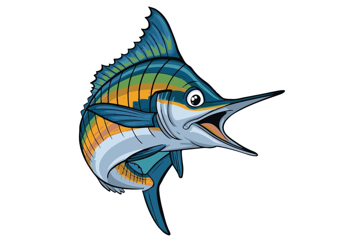 Marlin fish carton style white background vector