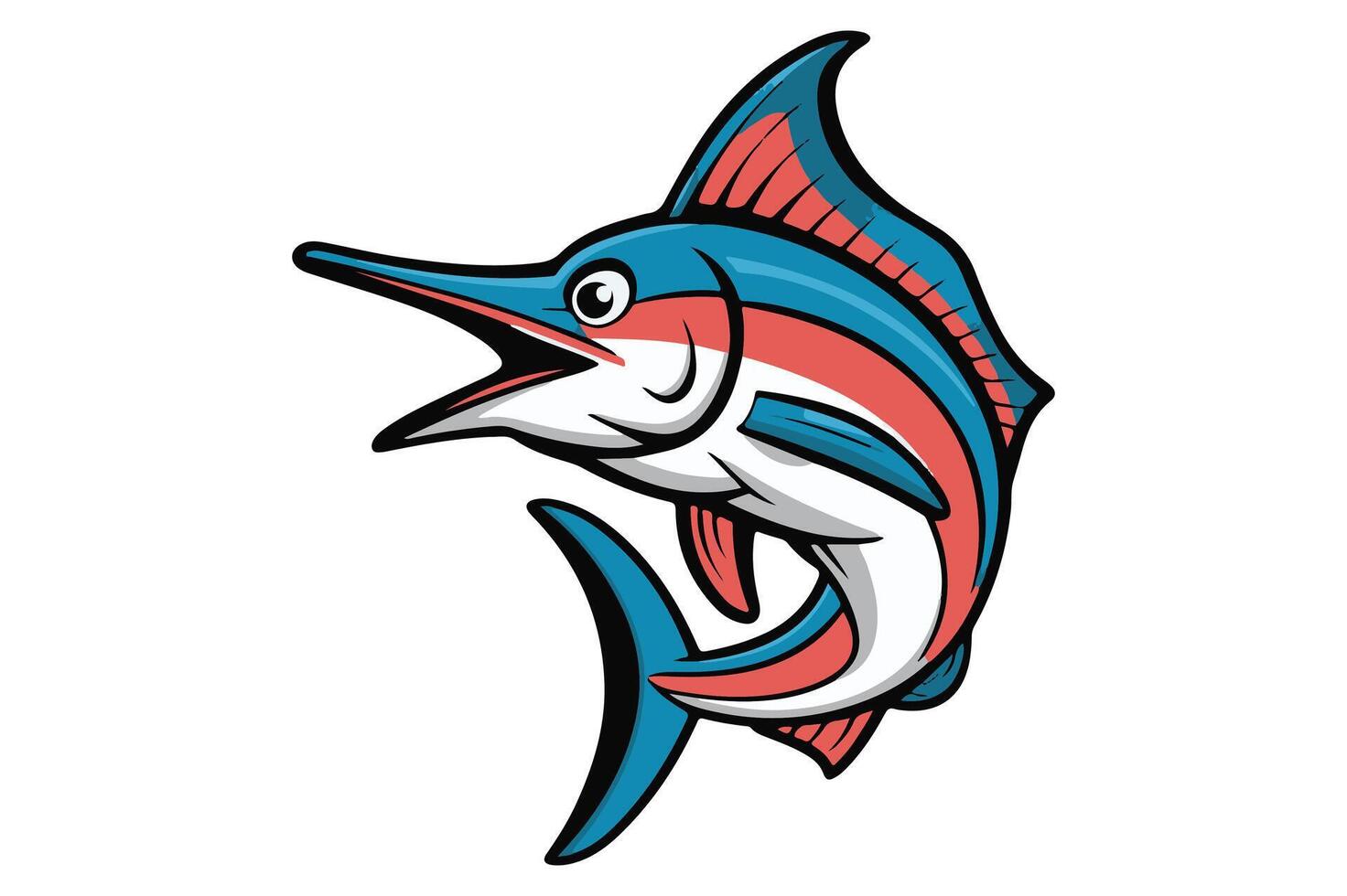Marlin fish carton style white background vector