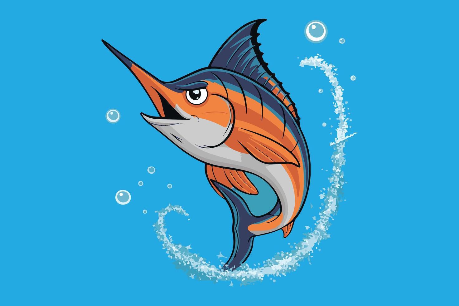 Marlin fish carton style white background vector