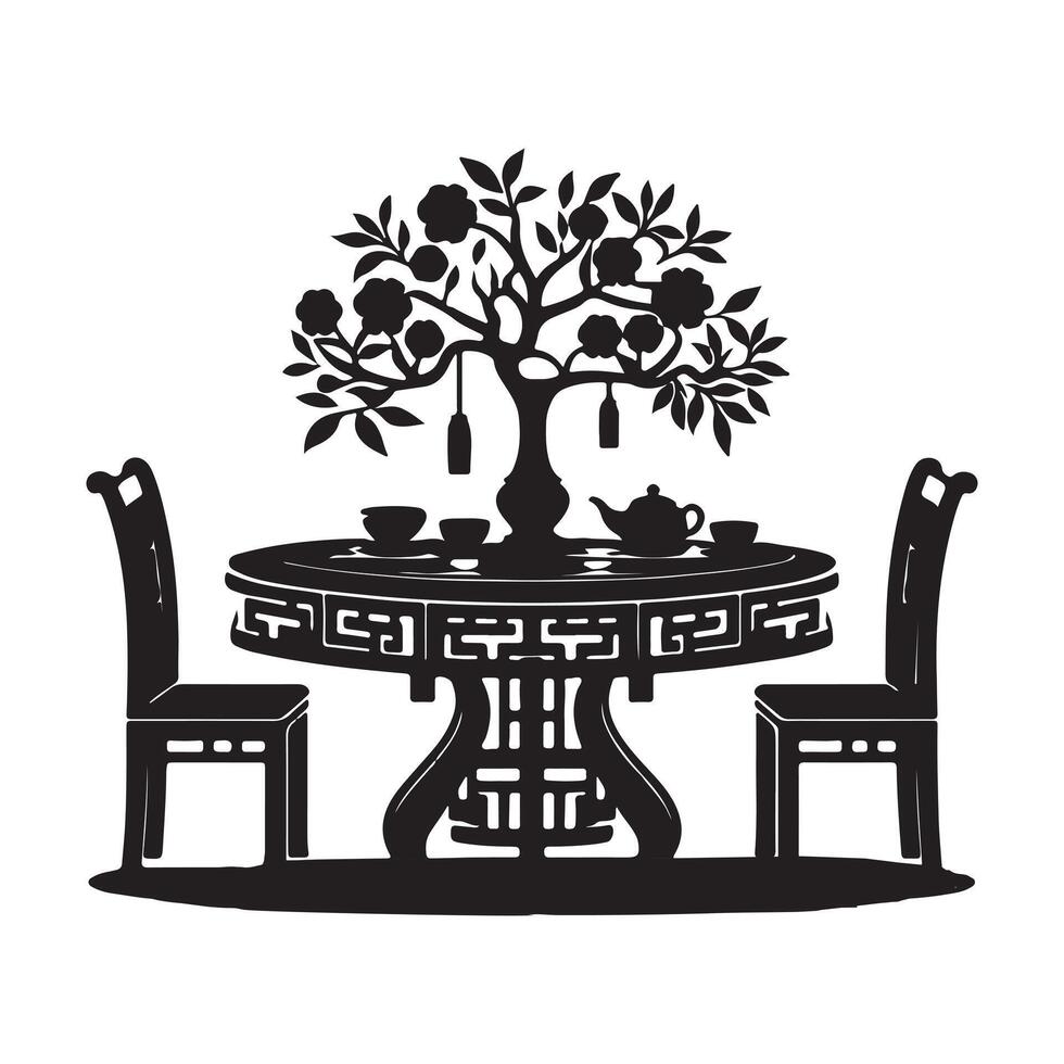 Dining table silhouette white background vector